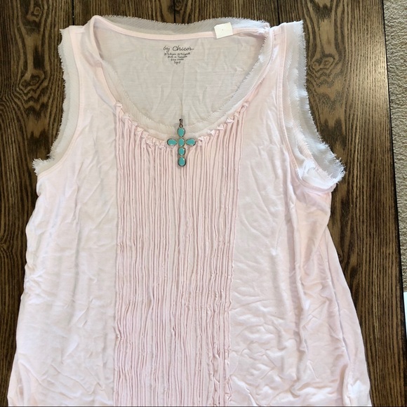 Chico's Tops - Chicos Large Pink tank top fringe women's